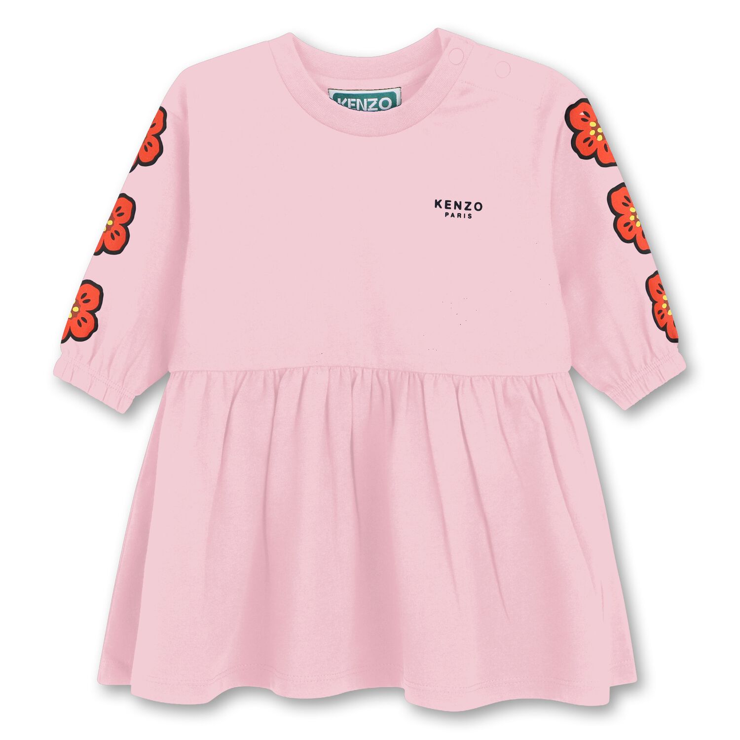 Younger Girls Pink Boke Flower Logo Dress, 1, hi-res